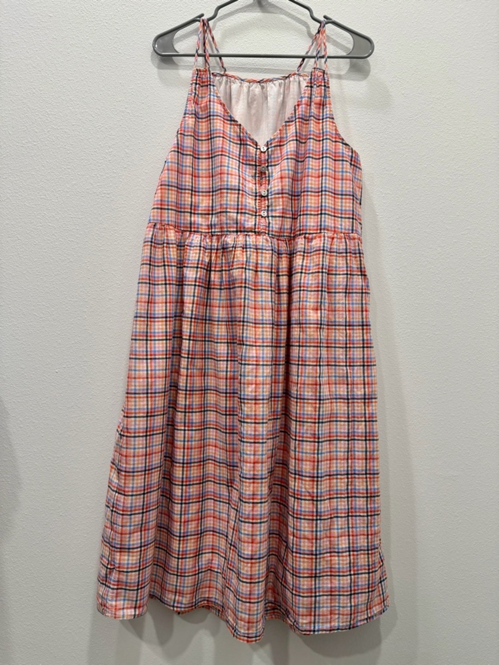 LOFT Plaid Midi Dress Size M 100% Cotton Fully Lined - Picture 5 of 10